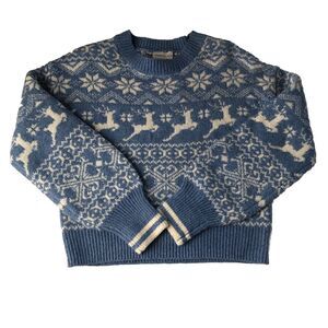 sincerely jules Women’s Reindeer Snowflake Cropped sweater Size XS NWT